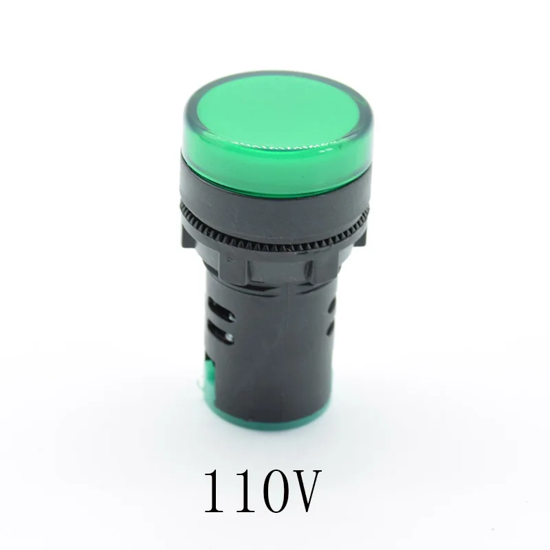 110V 1 шт. 12 В 24 в 110 В 220 В 22 мм светодиод для монтажа на панель индикатор питания пилотный сигнальный светильник красный синий зеленый белый желтый - Цвет: 110V