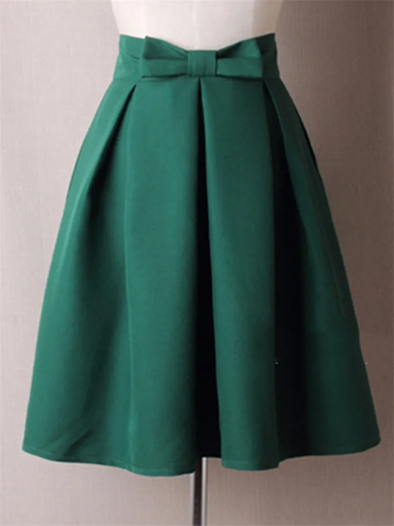 Women Skirts 2020 New Bow Solid Color Pleated Ball Gown Women Short Dress Summer Casual Ladies Short Skirt Women Streetwear  (5)