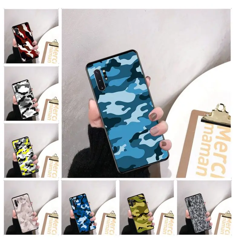 Army Green Camouflage TPU black Phone Case Cover Shell for note 3 4 5 7 8 9 10 10pro case | Мобильные телефоны и