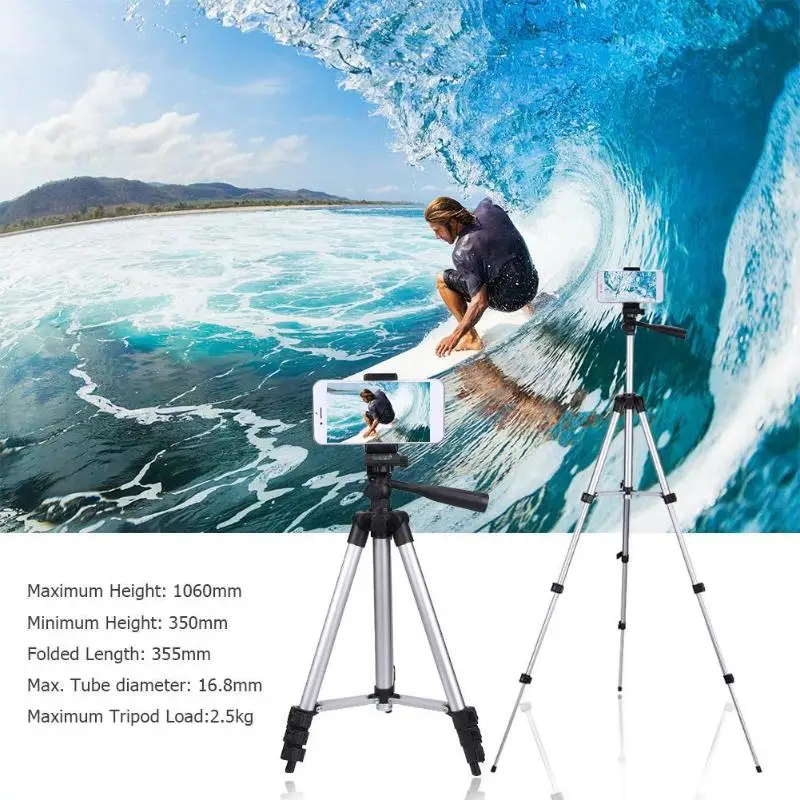  Professional Camera Tripod Stand Holder For Smart Phone Fluid Head With Phone Clip Holder For XS X 