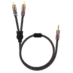 High - Quality Braided 3.5mm to Dual RCA Audio Cable (1m, 2m, 3m) for 3m (Black)