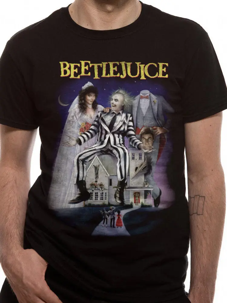 

Beetlejuice Poster Official Tim Burton Betelgeuse Horror Movie Black Mens Tshirt Cool Casual Pride T Shirt Men Unisex New