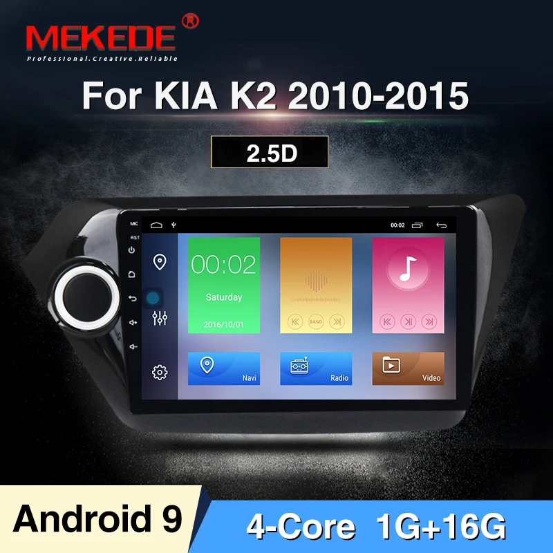 MEKEDE Android9.0 четырехъядерный автомобильный dvd-плеер gps навигатор для KIA K2 RIO 2010- с русским меню bluetooth радио кассеты - Цвет: 16G