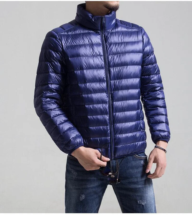 Тёмно-синий autumn men white duck down jackets parkas plus size men 6XL 7XL 8XL jackets men winter coat loose light thin outwear blue 54 56 - Цвет: Тёмно-синий