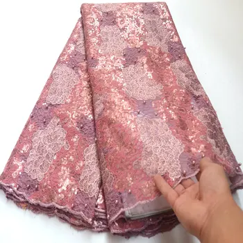 

Latest 2019 African lace fabric Beaded Handcut organza Lace French Swiss lace voile fabric with sequins high quality DG639