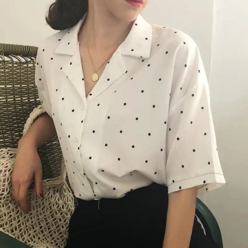 camisa blanca estampada mujer