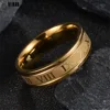 UAH 8 mm 316L anillo de alianza de boda de acero inoxidable, números romanos, anillos Punk geniales dorados y negros para hombres y mujeres, joyería de moda ► Foto 3/6