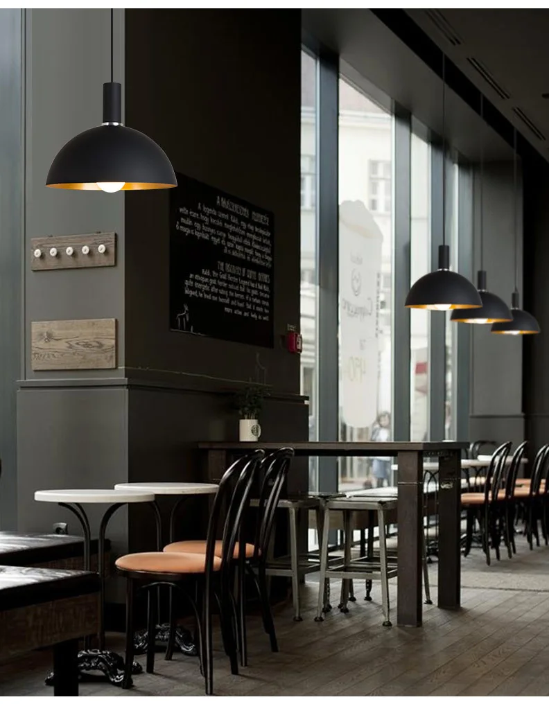 Nordic retro industrial black E27 pendant lights restaurant dining table bar Decorative lighting