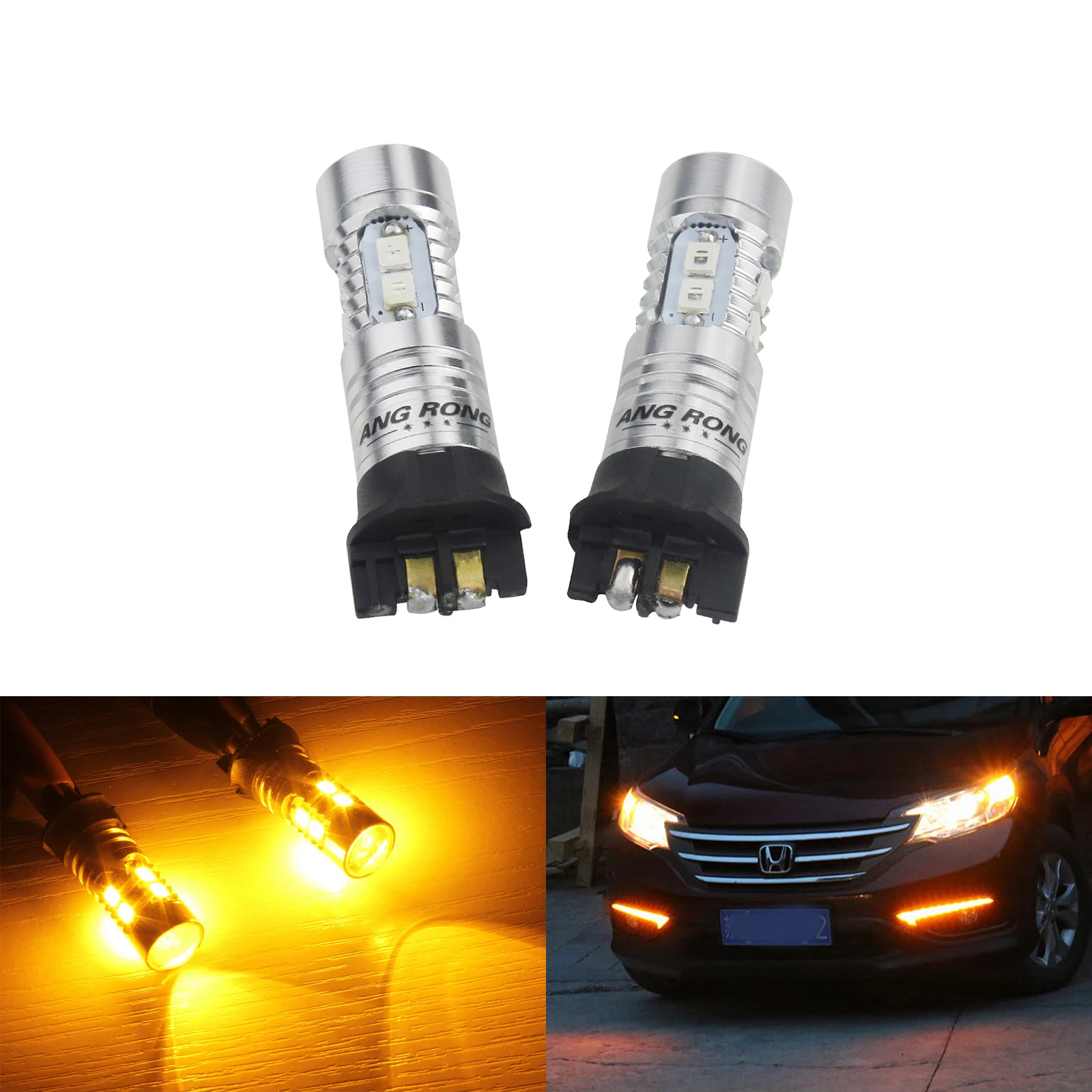 ANGRONG 2x Янтарная лампа PWY24W светодиодный индикатор дневного света DRL для Aud A3 A4 A5 Q3