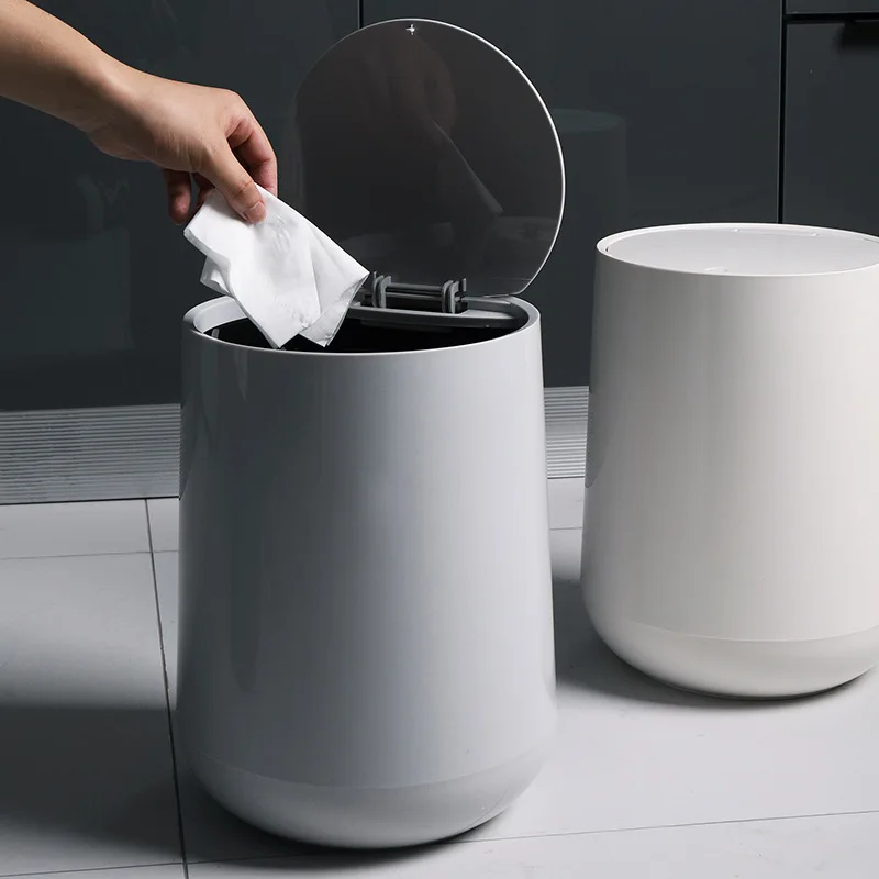 

10L Creative Tumbler Trash Can European-Style Round Bathroom Trash Can Household Classification Trash Can Bathroom Accessories