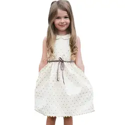 Модное платье для девочек детское праздничное платье принцессы без рукавов с поясом