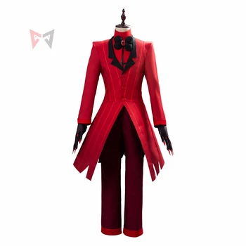 

New Movie Hazbin Hotel Cosplay Costume Animation Coat Shirt Pants Gloves Bow Set