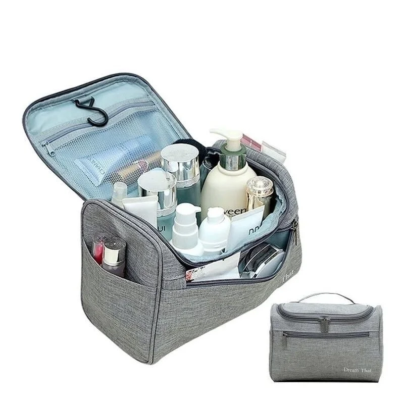 

New Waterproof Portable Makeup Bag Women Outside Travel Toiletry Wash Bag Hang Hook Folding Large Capacity Make Up Pouch
