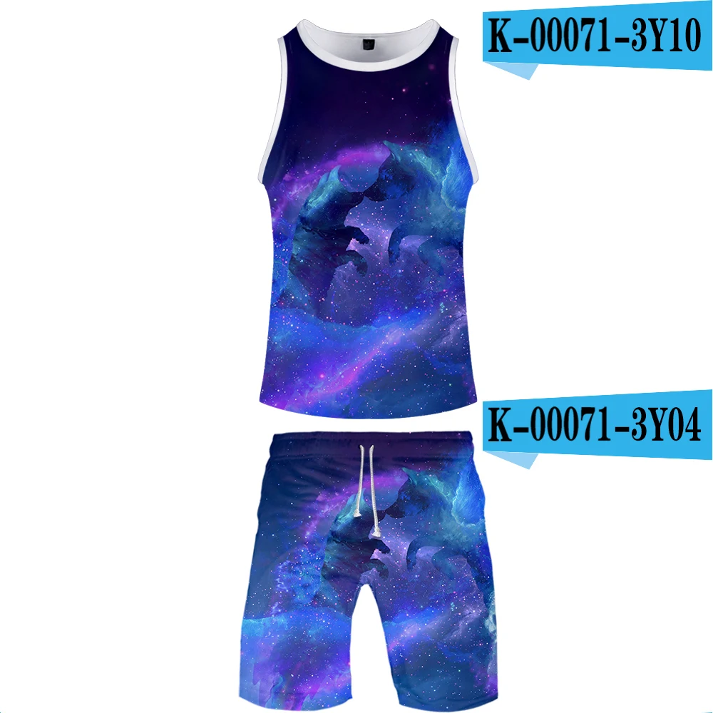 Galaxy wolf, комплект из двух предметов, майка и шорты, Harajuku, Мужская майка, уличная одежда, Galaxy wolf, баскетбольная майка без рукавов, уличная одежда - Цвет: E
