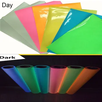 

SUNICE Neon Glow in The Dark Iron-on Heat Transfer Vinyl HTV for DIY Clothes Like T-Shirts Hats Helmet, Eco-Friendly Materials