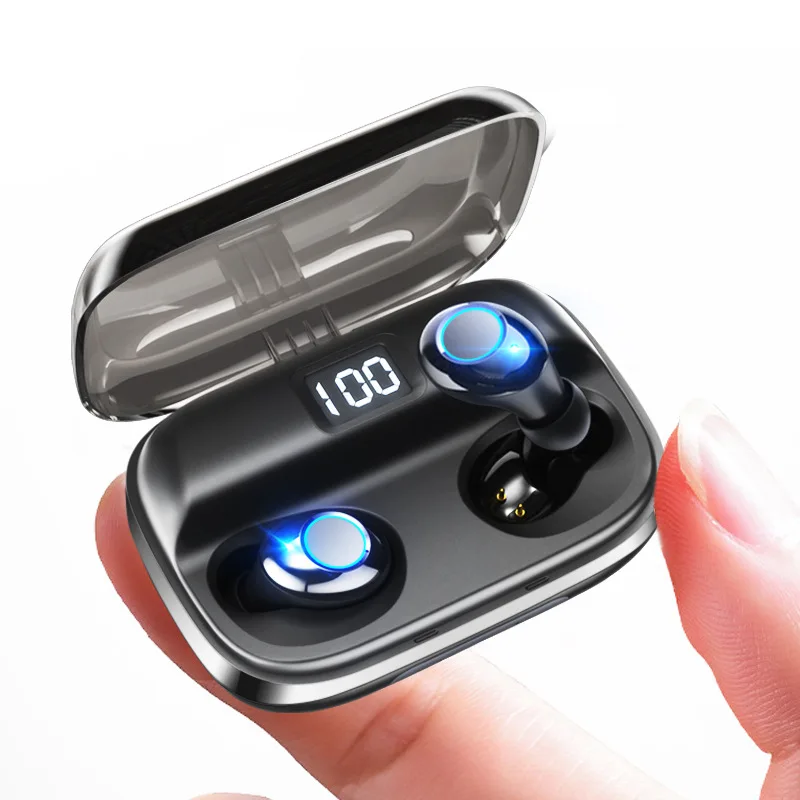 Black Ottwn Bluetooth V5.0 наушники беспроводные наушники 6D стерео Спортивные Беспроводные наушники гарнитура 4000 мАч Мощность для iPhone - Цвет: Black