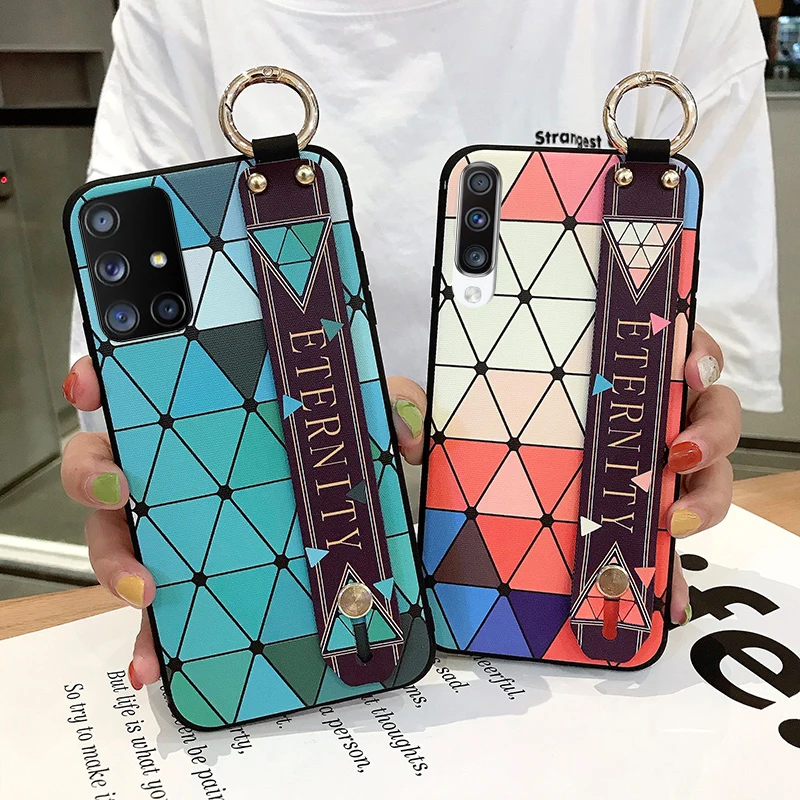 Wrist strap phone holder silicone case For Samsung S20 Ultra Note 10 9 S10 Plus S10e Flowers Leaves Patterned Soft Back Cover Wrist strap phone holder silicone case For Samsung S20 Ultra Note 10 9 S10 Plus S10e Flowers Leaves Patterned Soft Back Cover