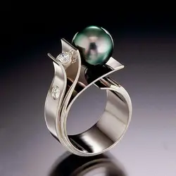 Элегантный зеленый жемчуг оболочки кольцо 2019 классический бохо цветок Золото Цвет кольца для женщин Мода Белый позолоченный браслет