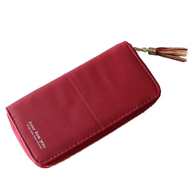 wine red Кошелек женский длинный корейский стиль прилива личности небольшой свежий простой студенческий милый тонкий кошелек для монет - Цвет: wine red