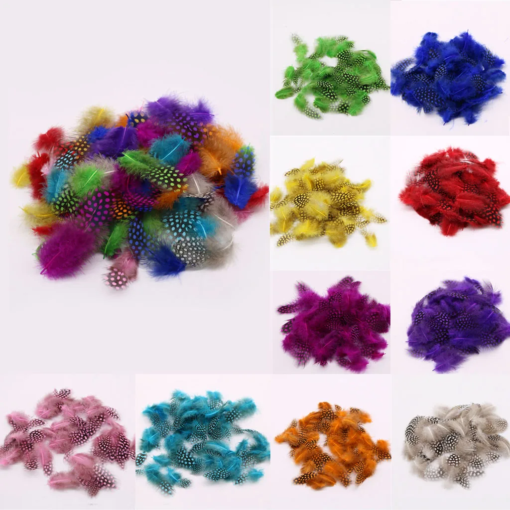 50PCS Lots Dyeing Guinea Hen Feather Chicken Feathers Craft Embellishment