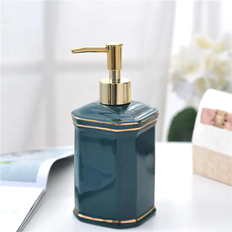 Bathroom Accessories Set Ceramic Liquid Soap Dispenser Toothbrush Rack Gargle Cup Luxury Wedding Gift Birthday Present Orange
