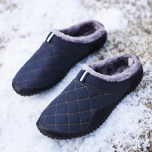 Winter Men Warm Slippers Winter Upper Cotton Anti Slip Couples Cotton Shoes Soft Sole Fleece Male Home Indoor Slippers Shoes