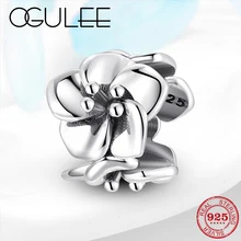 Настоящее серебро 925 пробы цветущие цветы металлические бусины Женские аксессуары подходят Pandora очаровывательный браслет ювелирные изделия изготовление