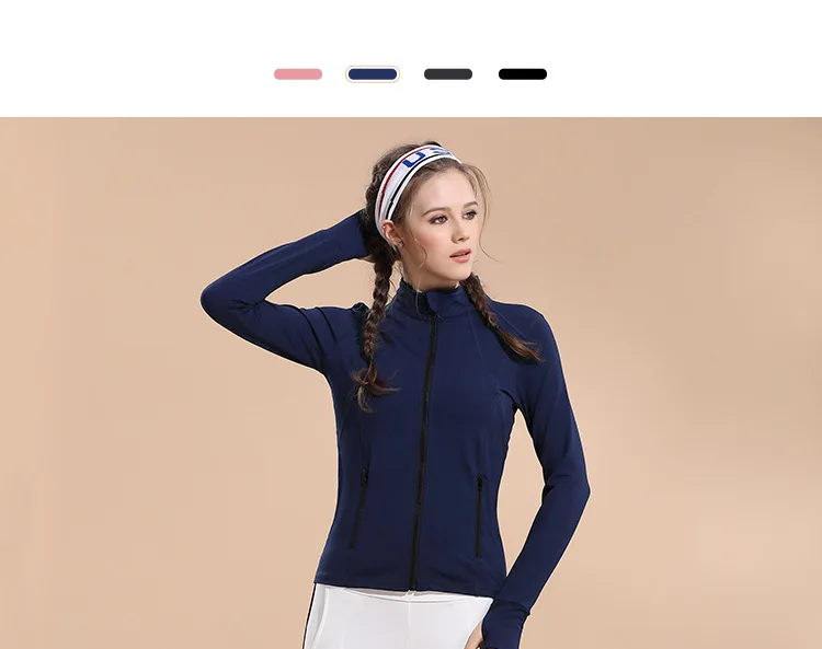 Стиль Slim Fit спортивное пальто Для женщин Эластичность застежка-молния бег Фитнес с длинным рукавом дышащий Быстросохнущий йога одежда пальто женщи