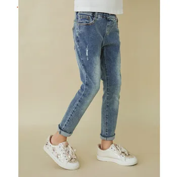 

OUYANG&IVAN Girls Jeans Spring and Autumn Skinny Feet Pants 2020 New Children's Korean Fashion Casual Feet Jeans