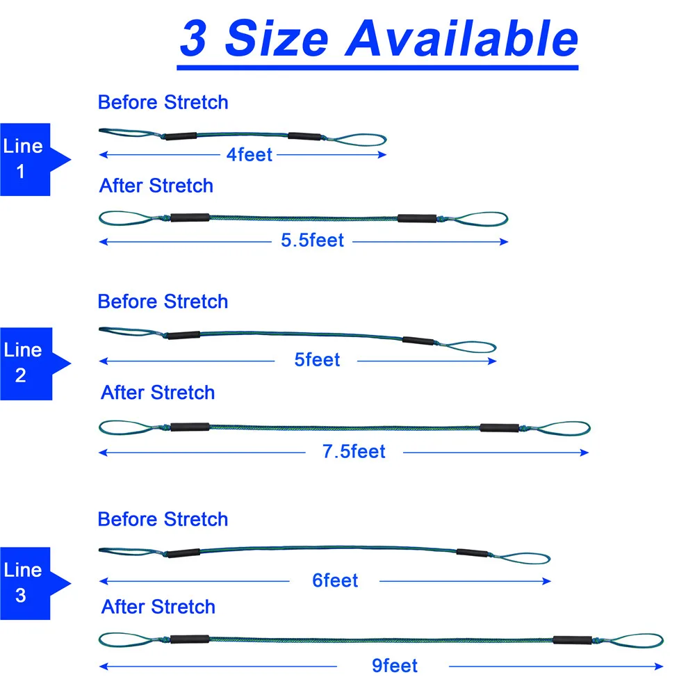 4Pcs Bungee Dock Line Mooring Rope Top Stretchable Bungee Cord Dock Ropes 4000LB for Boat 4ft 5ft 6ft Boats Kayak Marine