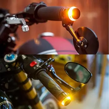 

1PCS Motorcycle LED Hand Grip Bar End Light Accelerator Bulb Handlebar Turn Signal Lamp Yellow White Two-tone DC 12V Universal