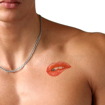 

Water Transfer Tattoo Sexy Red Lips Print Tattoo Body Art Waterproof Temporary Fake Flash Tattoo for Man Woman Kid 10.5*6cm