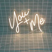 

You and Me Neon Sign Light 3D Transparent Acrylic Club Bar Home Room Ins Party Wedding Wall Decoration Usb Switch Led Neon Signs