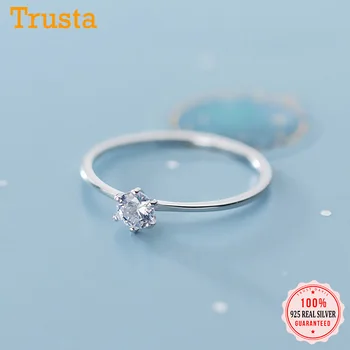 

Trustdavis Real 925 Sterling Silver Fashion Simple Cute Dazzling CZ Finger Ring For Women Wedding Party Fine S925 Jewelry DA1666