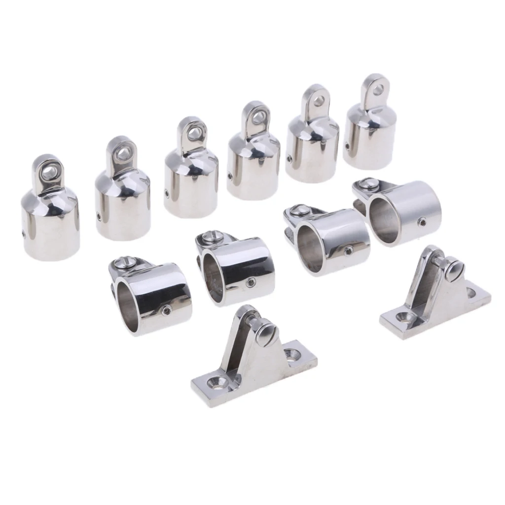 13pcs Stainless Steel 3-Bow 1'' Bimini Top Boat Fittings Marine Hardware