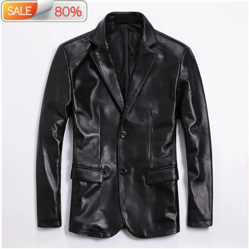 

Men's Real Jacket 100% Sheepskin Coat Casual Blazers Spring Autumn Genuine Leather Jackets 6-A07 B2270A