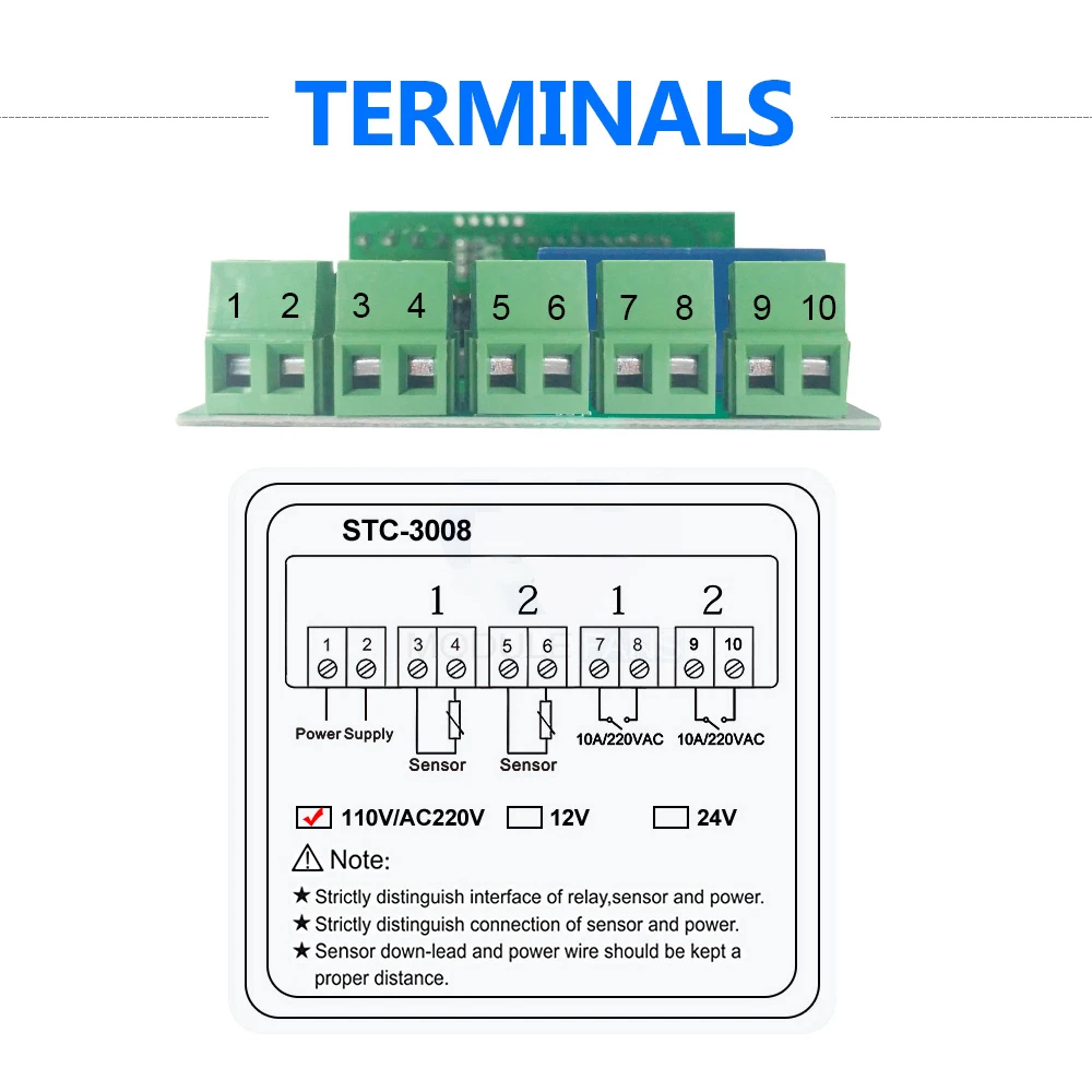 Двойной цифровой дисплей термостат регулятор температуры с двойным NTC зондом