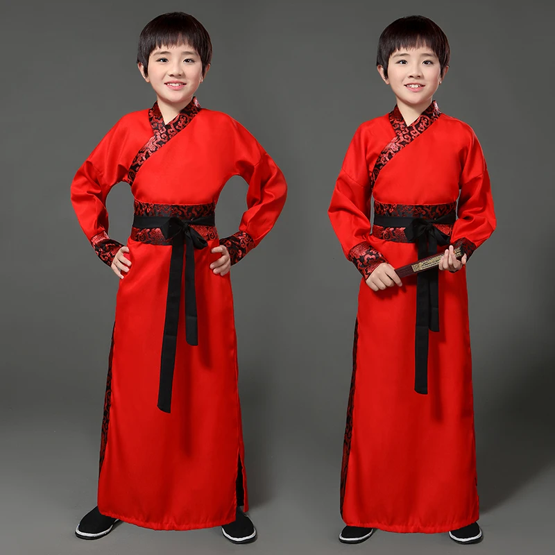 Древний китайский костюм детская сценическая одежда Hanfu Детский Атласный халат