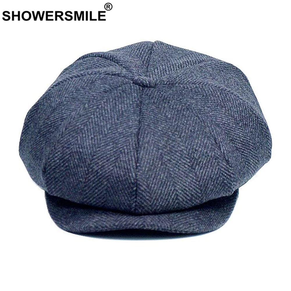SHOWERSMILE из твида клетчатая с закруглёнными краями и пуговицей сверху Кепки шерсть