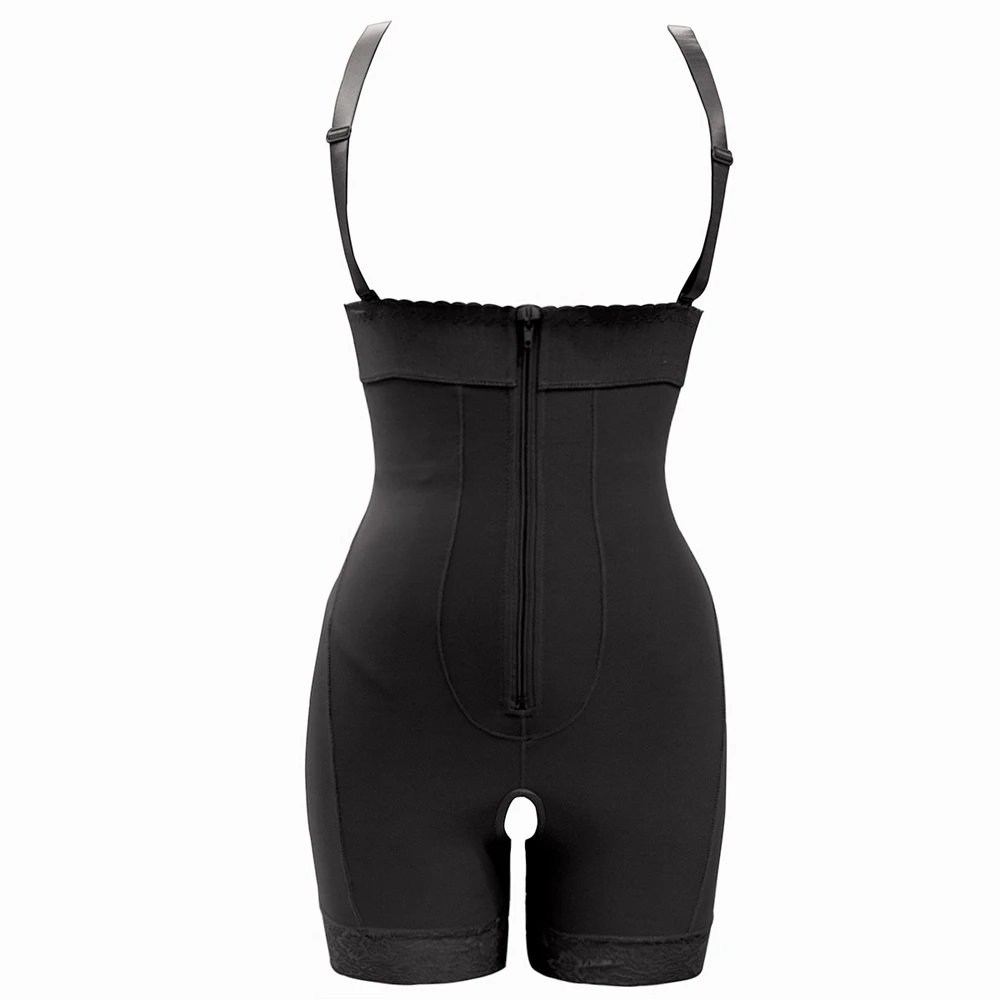 Black Корректирующее белье для женщин, Корректирующее белье для тела, корсет для талии, корсет на молнии, регулируемые лямки, пояс для похудения, Корректирующее белье - Цвет: Black