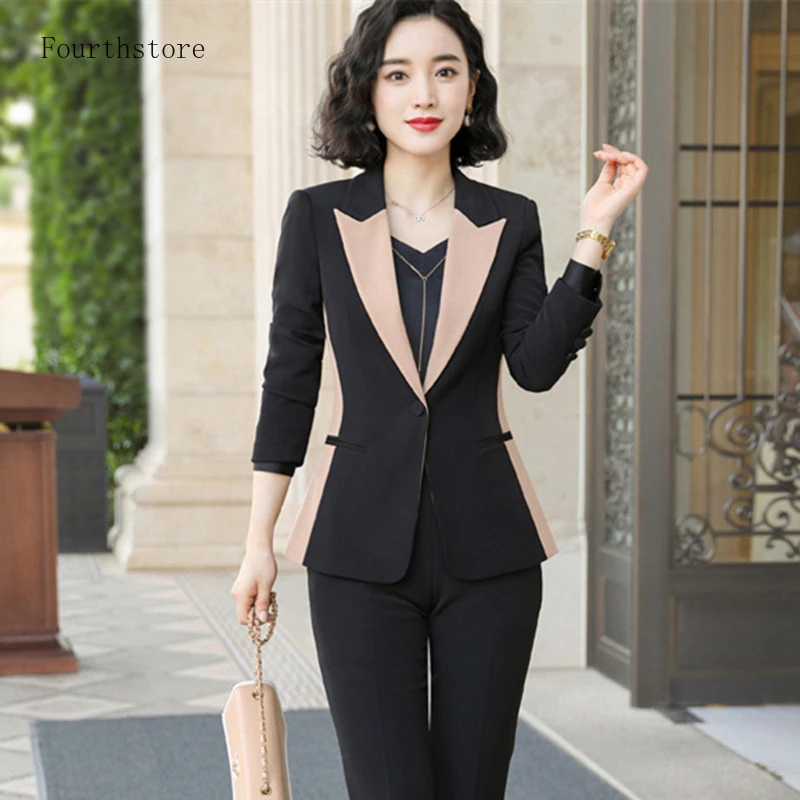 Traje de negocios para mujer, chaqueta de trabajo, Blazer, conjunto de oficina, piezas|Trajes pantalón| - AliExpress