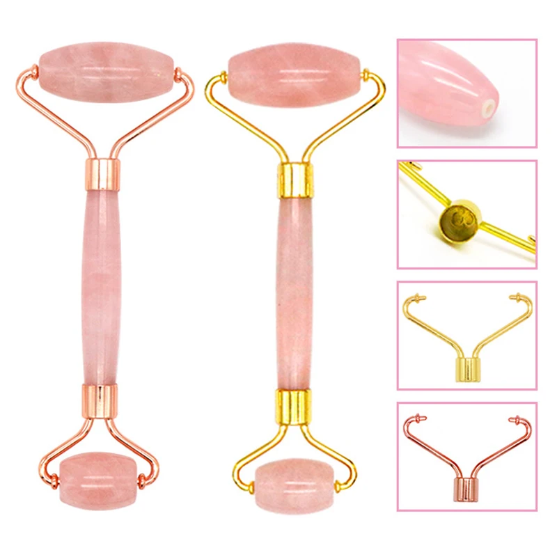 

Rose Quartz Jade Roller Natural Green Stone Face Roller Real Pink Crystal Quartz Facial Massager Face Thin Lifting Massage Tool