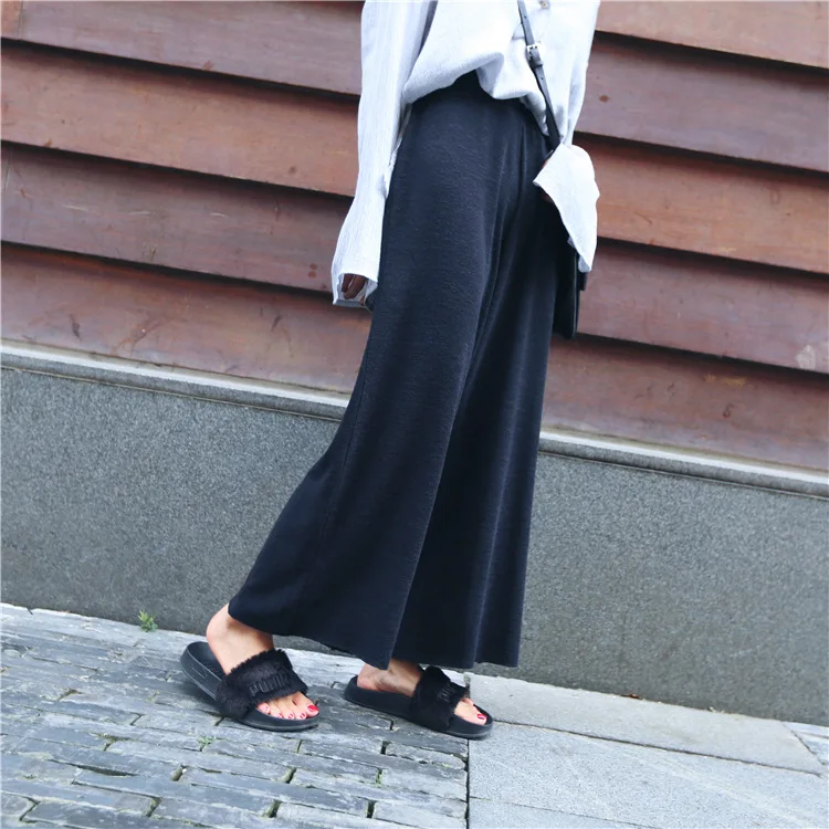 Amoy поставка товаров Осень стиль лень брюки на свободный крой универсальные трикотажные свободные брюки женские тонкие