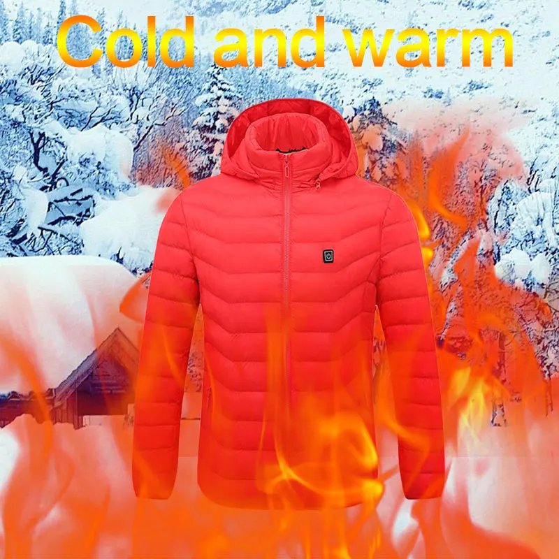 Warm USB Heated Coat Electric Vest Heated Temperature Ajustable Hoodie Jacket Waterproof Skiing Pocket Electric Battery Winter