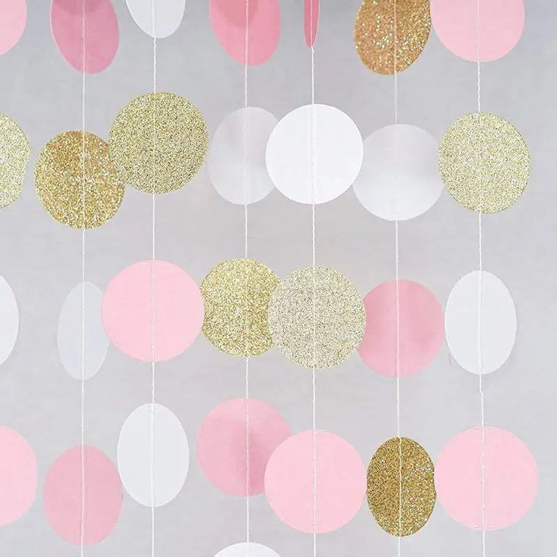 Round Banner Dot Wreath Banner Glitter Round Banner Hanging Ornament Garland Decoration Party Wedding Birthday 3 Meter(Shape B