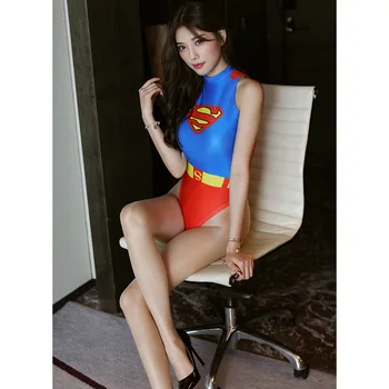 

anime tankini swimsuits Women/Girls Superman Cosplay Costumes Sexy Bikini Swimwear Bodysuit 3D printin Open the chest Rompers