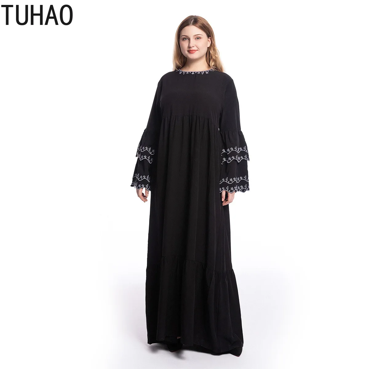 Женское платье TUHAO в винтажном стиле длинное черное мусульманском с