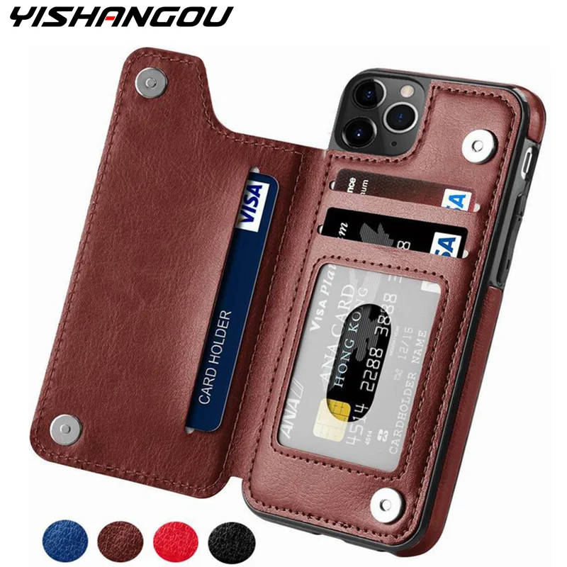 Чехол YISHANGOU для iPhone 12 mini 11 Pro Max SE XR XS из искусственной кожи с откидной крышкой и