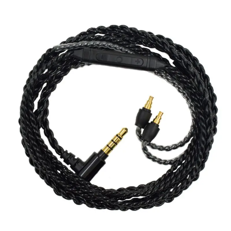 1PC AUdio Cable Silver Plated Cord for IE40 PRO Headphones with Mic Volume Control