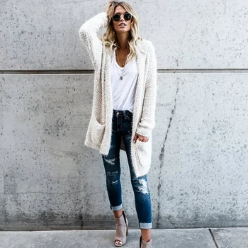 

2020 Autumn Casual Women Long Cardigans With Pockets Pink White Black Soft Hooded Sweater Plus Size Long Sleeve Basic Coat